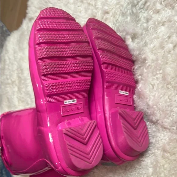 Hunter Fuchsia Tall Rain Boots 5B/6G - Picture 6 of 8